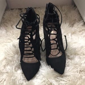 Black Lace Up High Heels Size 7 1/2